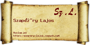 Szapáry Lajos névjegykártya